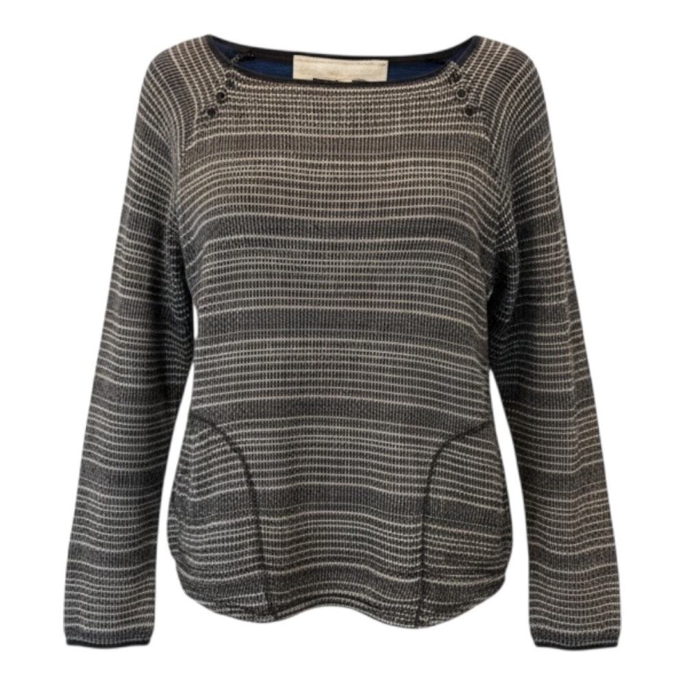 Ace & Jig Cotton/Linen Blend Blouse Top in Black Stripe Pattern - Medium